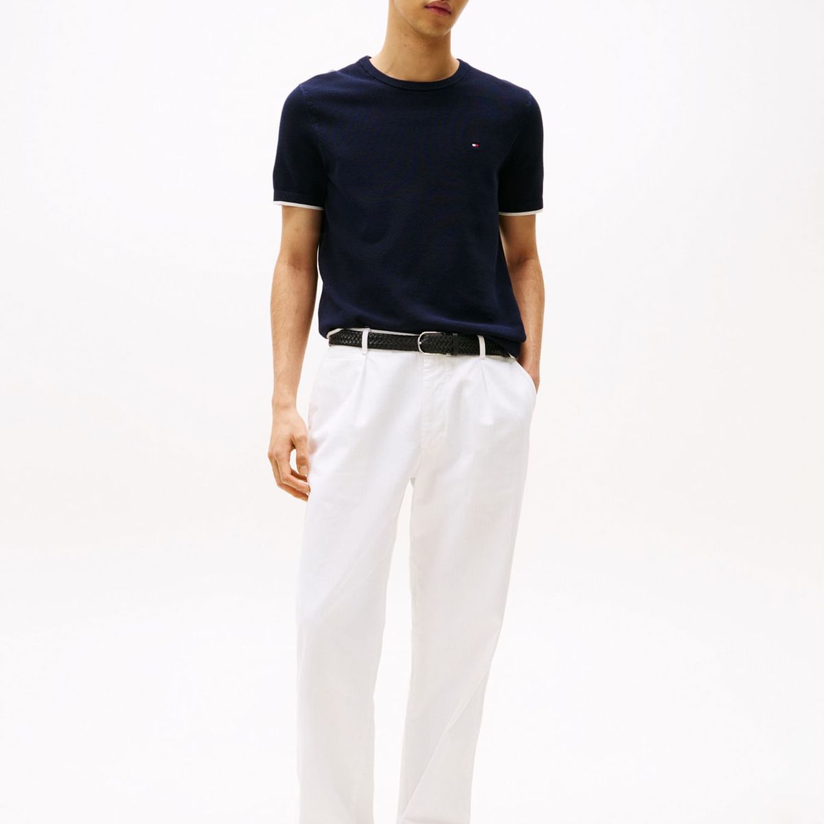 TOMMY HILFIGER - SWEATER TIPPED STRUCTURE KNITTED TEE