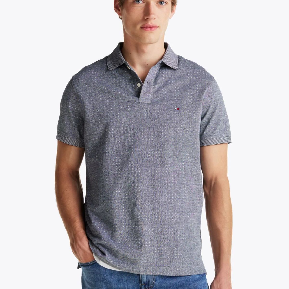 TOMMY HILFIGER - POLO PIQUE MICROPRINT REG POLO TH
