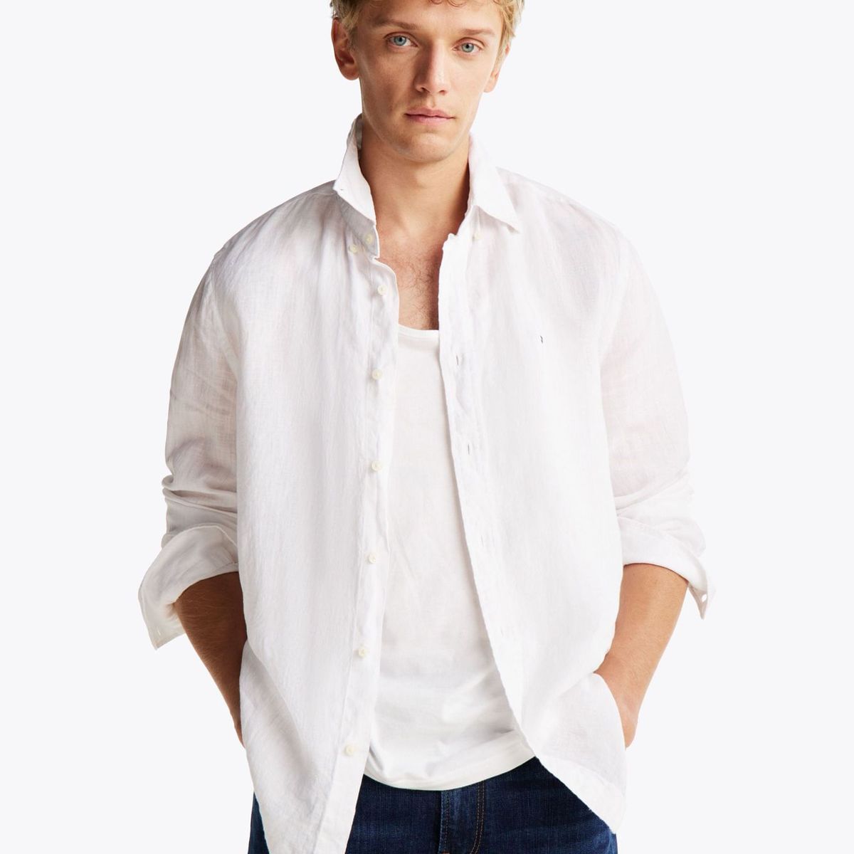 TOMMY HILFIGER - CAMISA PIGMENT DYE LINEN SOLID LS SHI