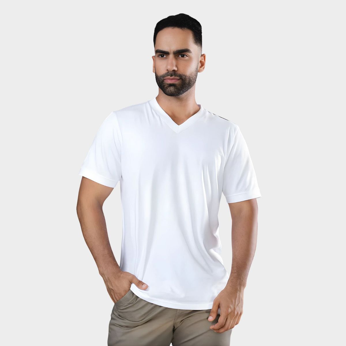 PAPIROS DENIM - Polo Básico para Hombre Cuello V Papiros Denim Algodón Jersey Regular Fit