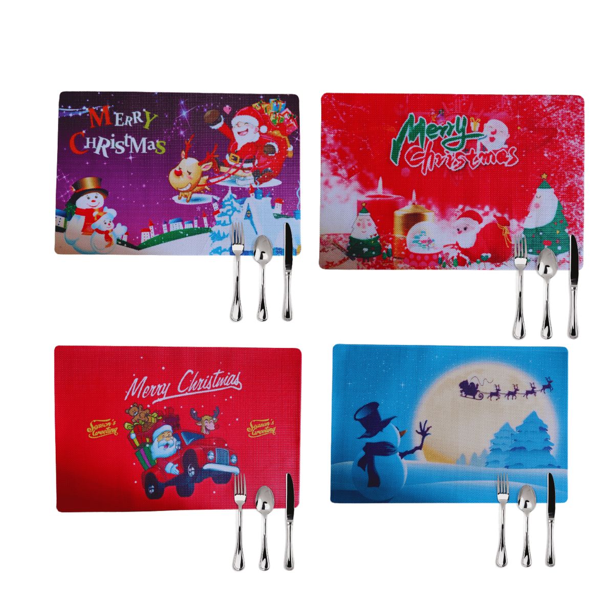 GENERICO - Set 02paqt Individuales Navideño Diseño Varios 12unid