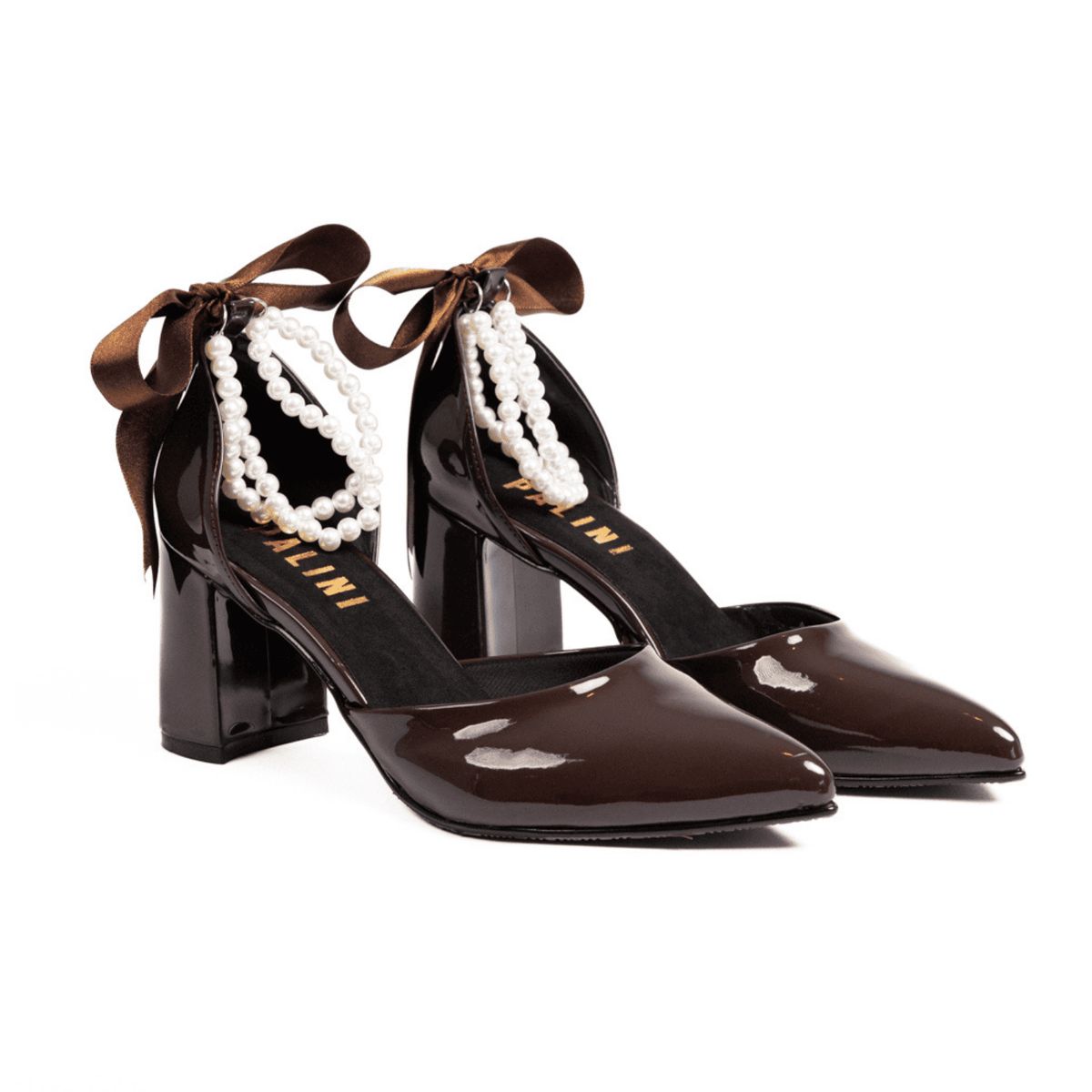 PALINI SHOES - taco 5 de vestir en punta color marron