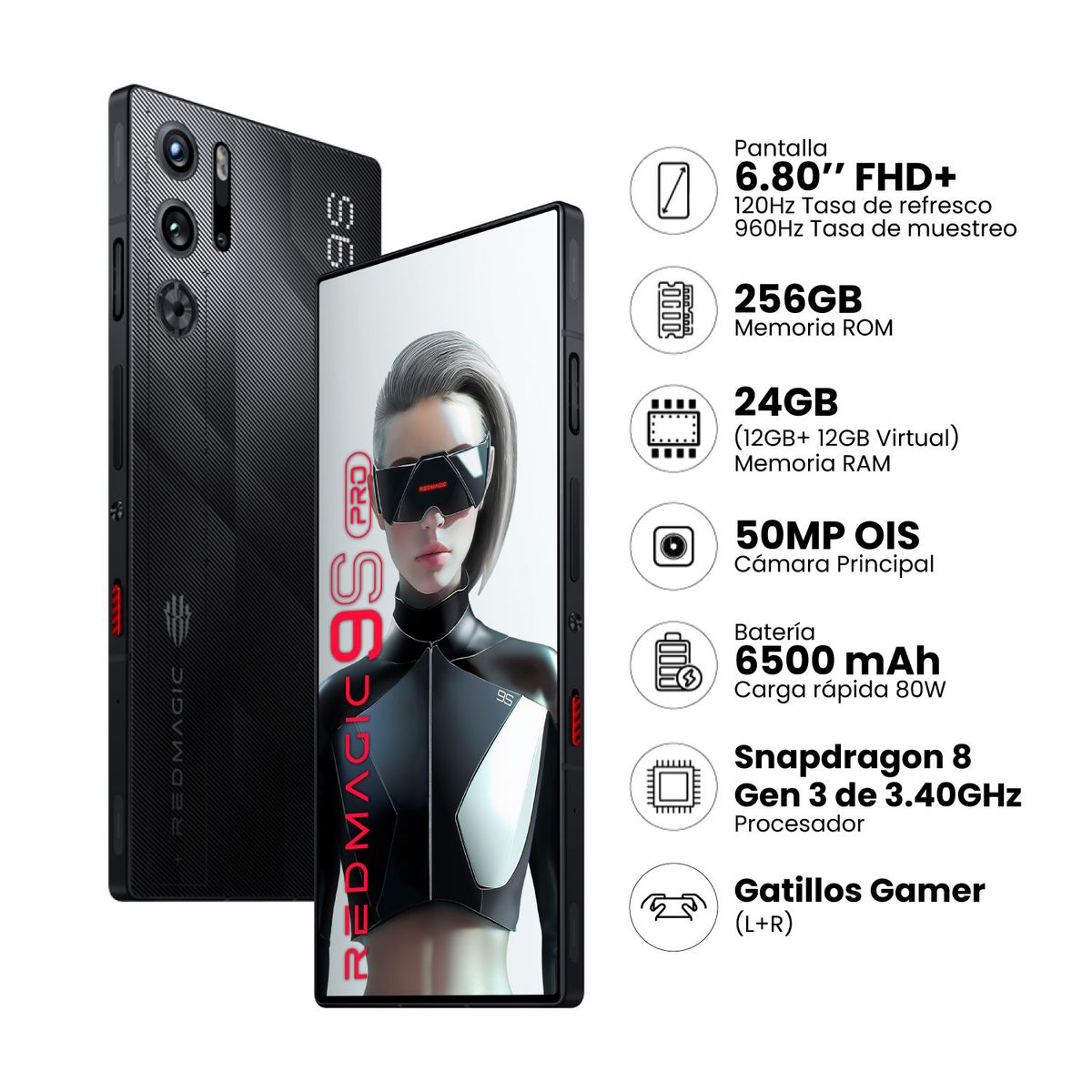 ZTE - ZTE REDMAGIC 9S PRO 12GB+256GB - NEGRO