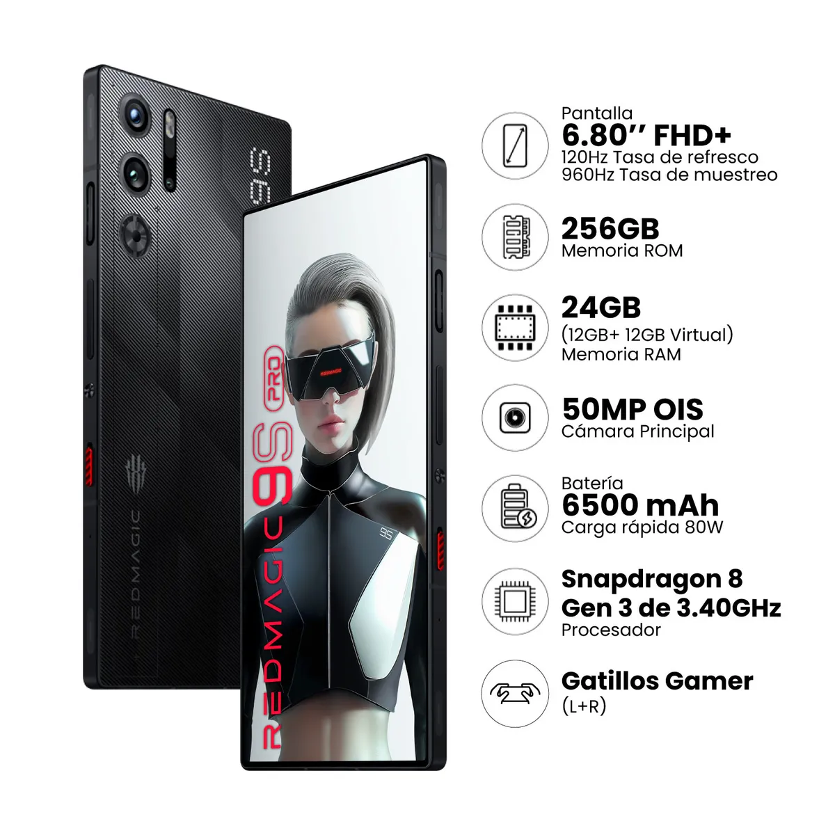 ZTE - ZTE REDMAGIC 9S PRO 12GB+256GB - NEGRO