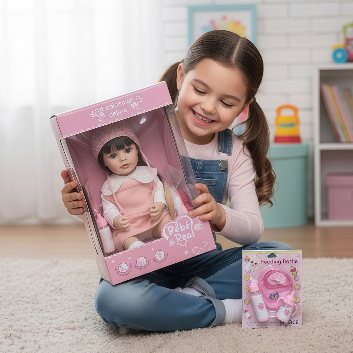 REBORN - MUÑECA INTERACTIVA  REBORN CON CONTROL REMOTO,  MOVIMIENTO DE ROSTRO TRAJE ROSA