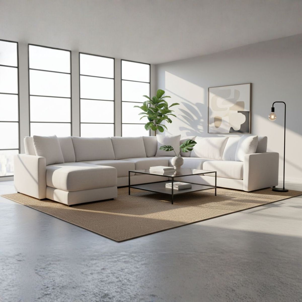 GENERICO - Seccional Izquierdo Alisia en Tela Chenille Antifluido con 4 Cojines Decorativos