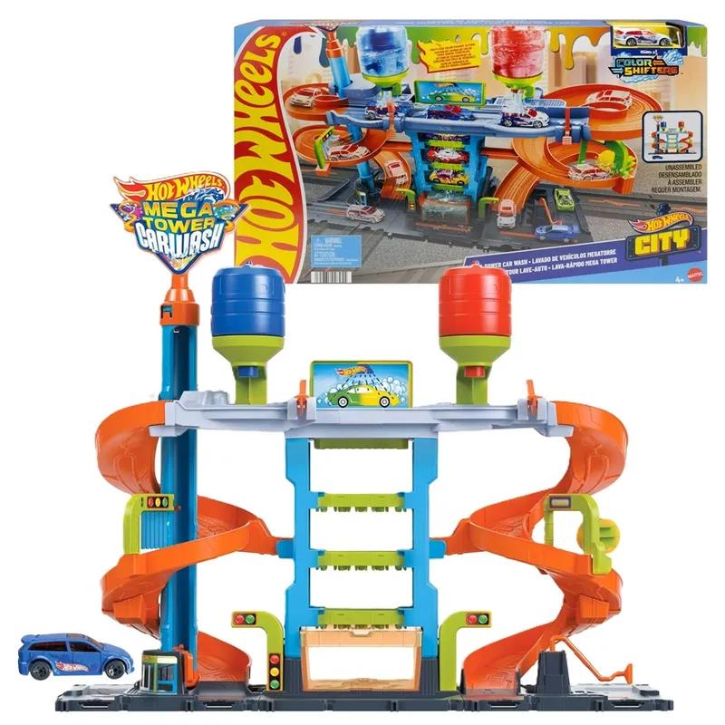 HOT WHEELS - Pista Hot Wheels Autolavado Mega Torre Con Vehículo