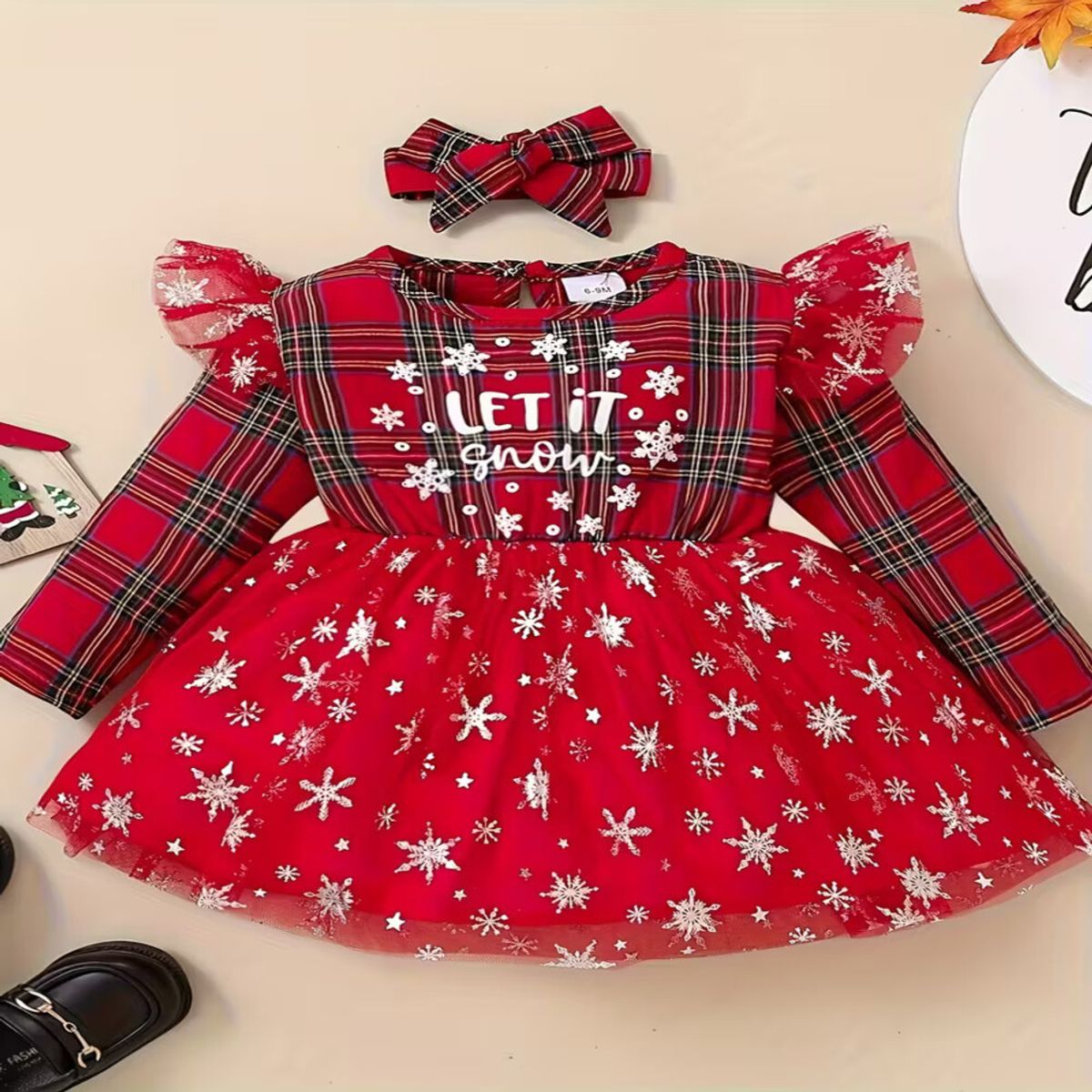 GENERICO - VESTIDO NAVIDAD PARA BEBE - VESTIDO NAVIDEÑO