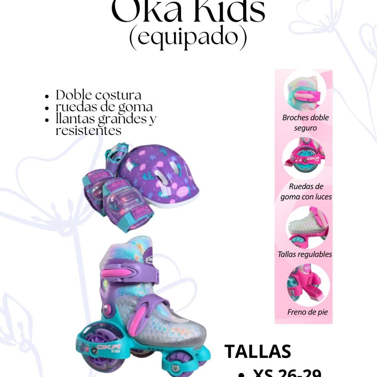 OKA - PATIN LINEAL OKA KIDS EQUIPADO LILA XS  26 A 30