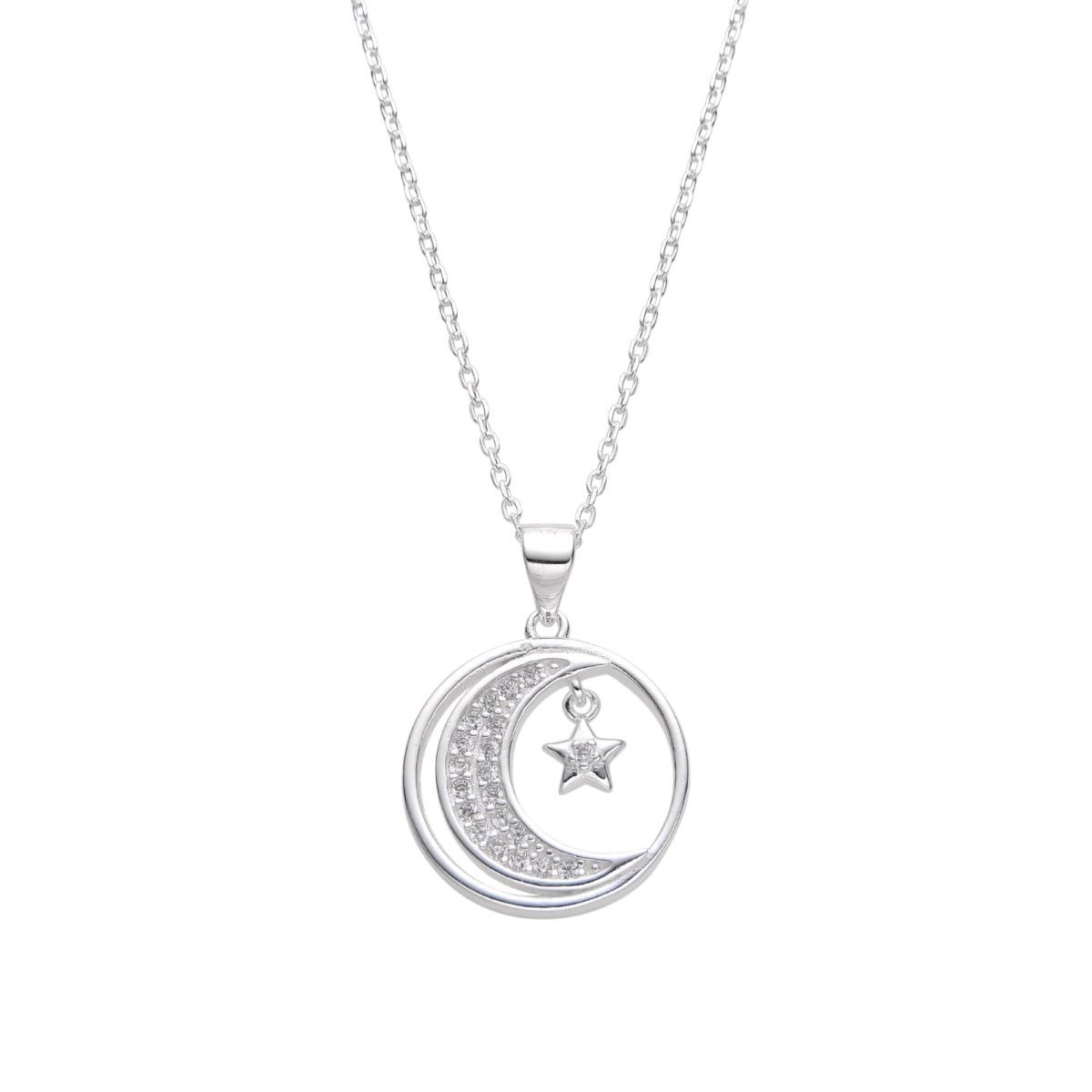 SANTORAL - Collar Luna y Estrella Brillos - Plata