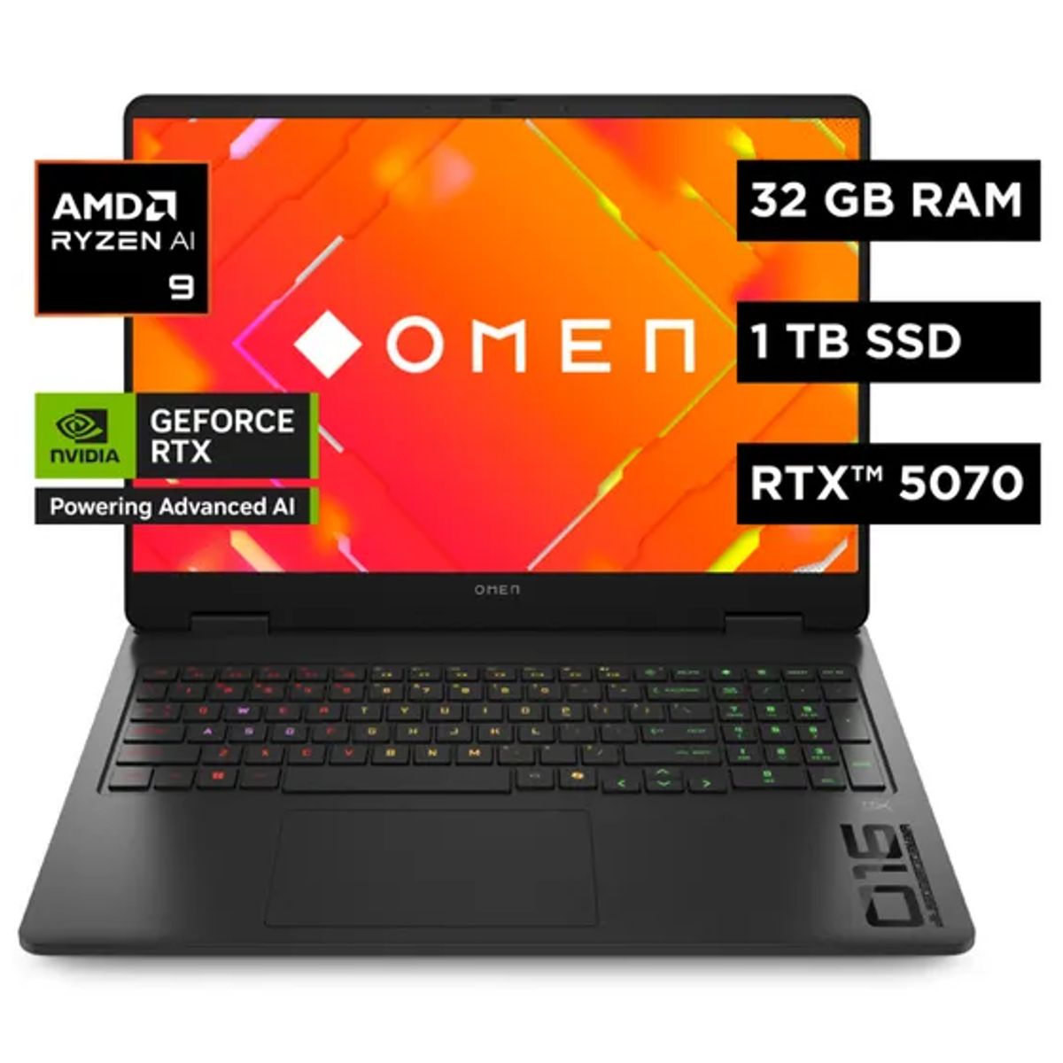 HP - Laptop HP OMEN 16-AP0004LA RYZEN AI 9 365 16" WUXGA IPS, RTX 5070 8GB, 32GB RAM, 1TB SSD, WINDOWS 11