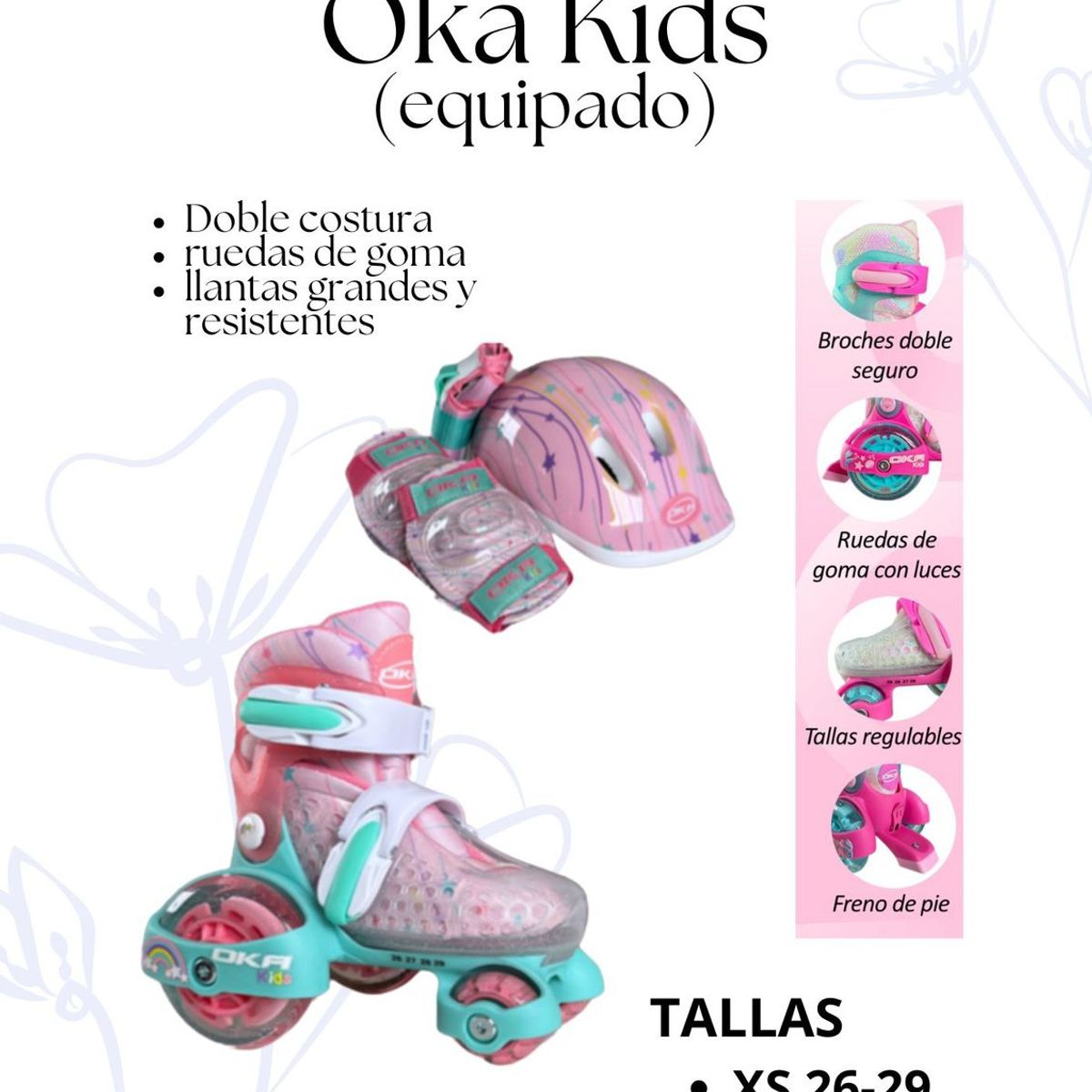 OKA - PATIN LINEAL OKA KIDS EQUIPADO CREMA XS 26 A 29