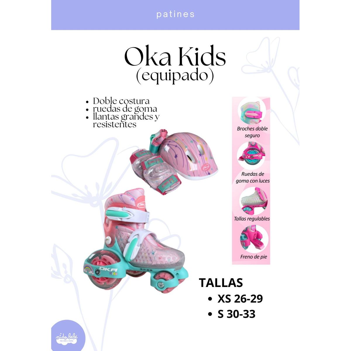 OKA - PATIN LINEAL OKA KIDS EQUIPADO CREMA XS 26 A 29