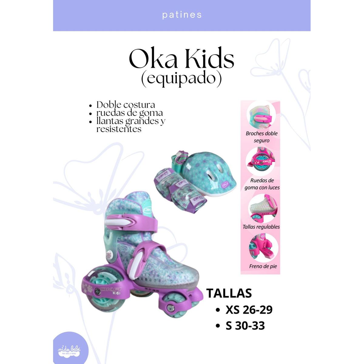 OKA - PATIN LINEAL OKA KIDS EQUIPADO LILA XS 26 A 29