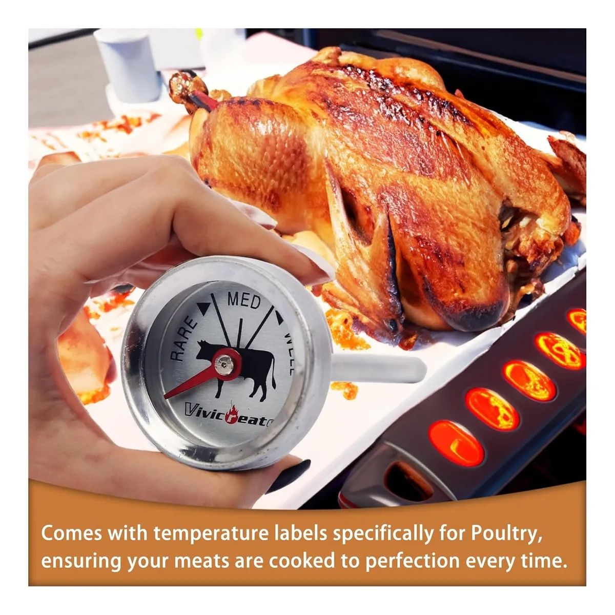 GENERICO - TERMÓMETRO DE PARRILLA PINCHA CARNE COCINA
