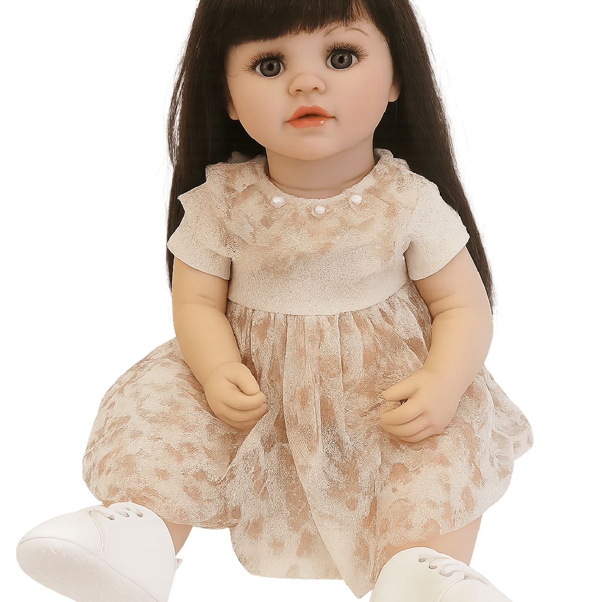 MUÑECAS REBORN - MUÑECA INTERACTIVA  REBORN CON CONTROL REMOTO,  MOVIMIENTO DE ROSTRO TRAJE BEIGE