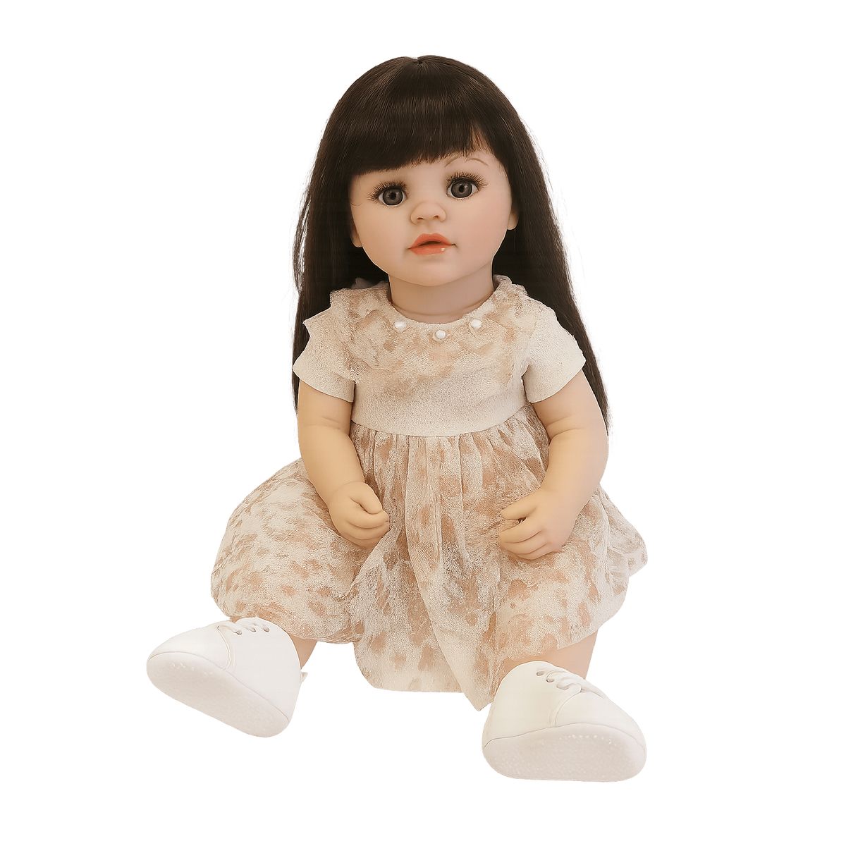 MUÑECAS REBORN - MUÑECA INTERACTIVA  REBORN CON CONTROL REMOTO,  MOVIMIENTO DE ROSTRO TRAJE BEIGE