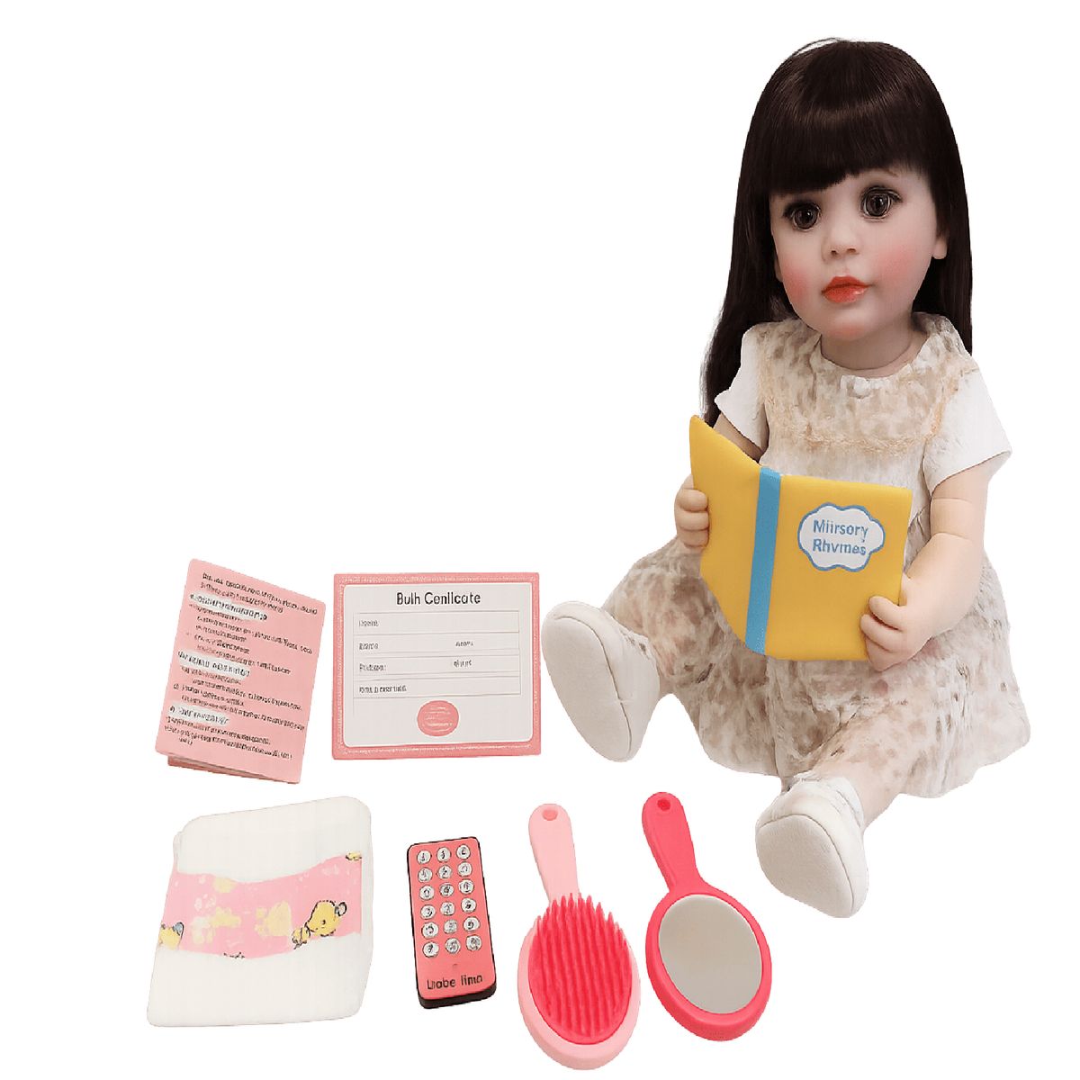 MUÑECAS REBORN - MUÑECA INTERACTIVA  REBORN CON CONTROL REMOTO,  MOVIMIENTO DE ROSTRO TRAJE BEIGE