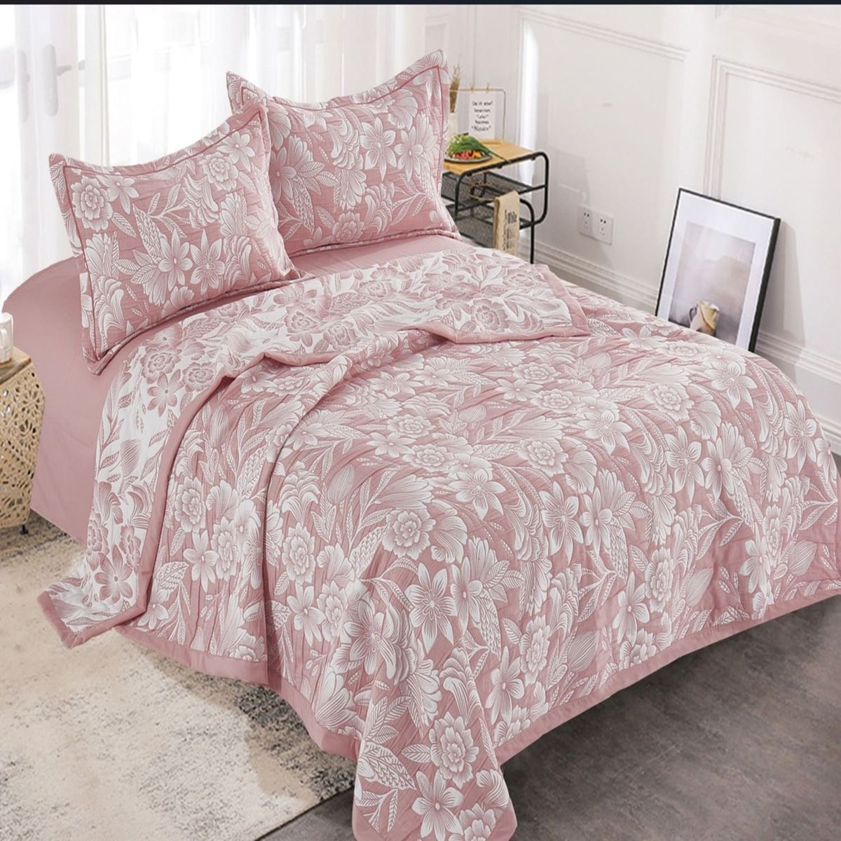 MINGDA - Set de cobertor 2 pz verano de 5 piezas 100% algodón 