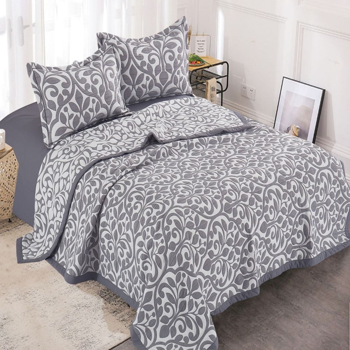 MINGDA - Set de cobertor 2 pz verano de 5 piezas 100% algodón 