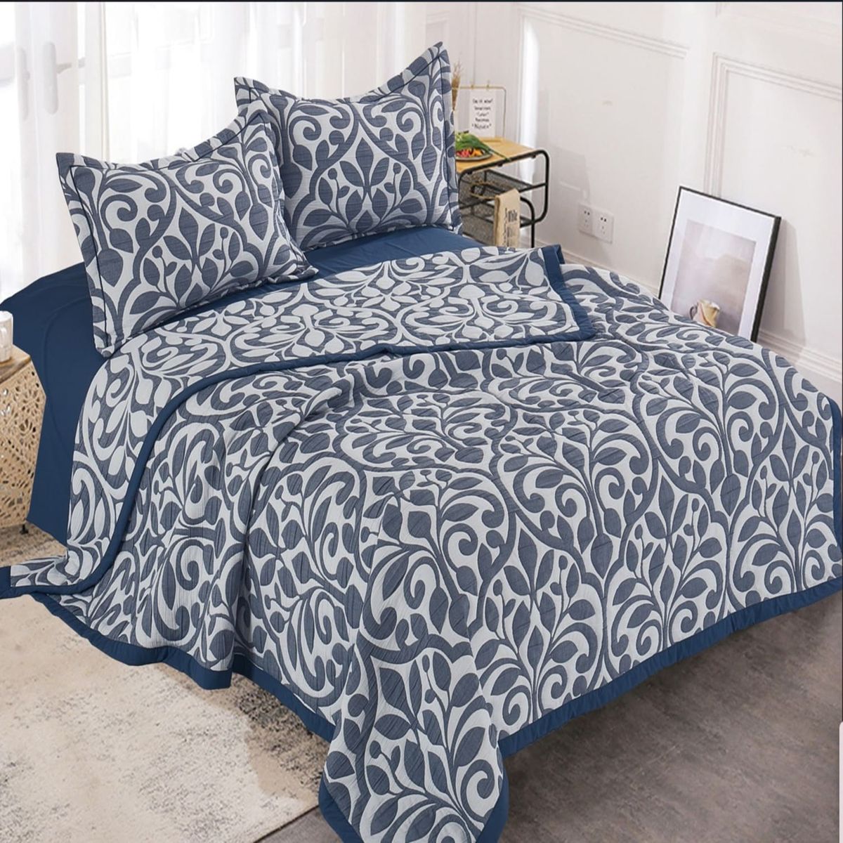 MINGDA - Set de cobertor 2 pz verano de 5 piezas 100% algodón 