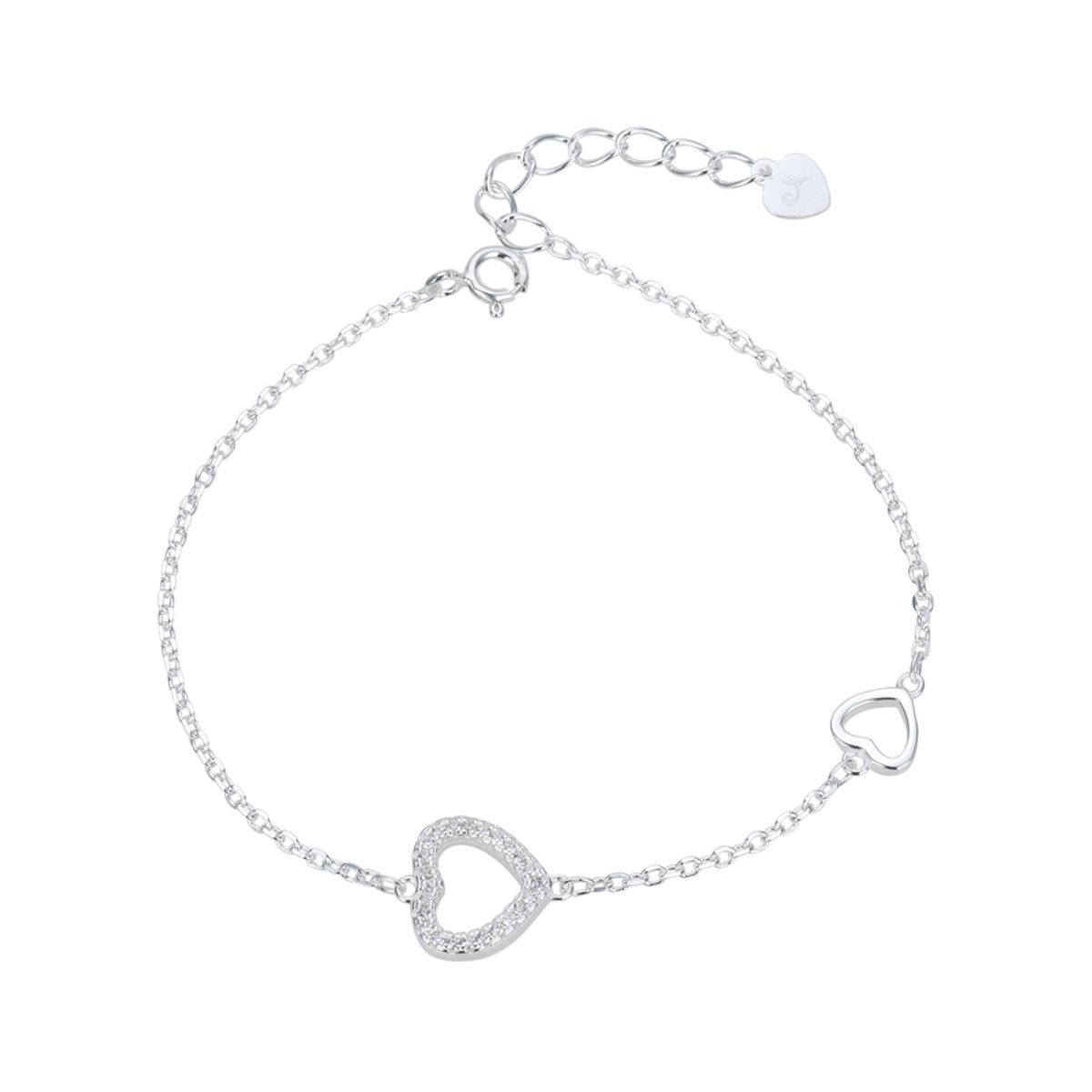 SANTORAL - Pulsera Corazones Brillos - Plata