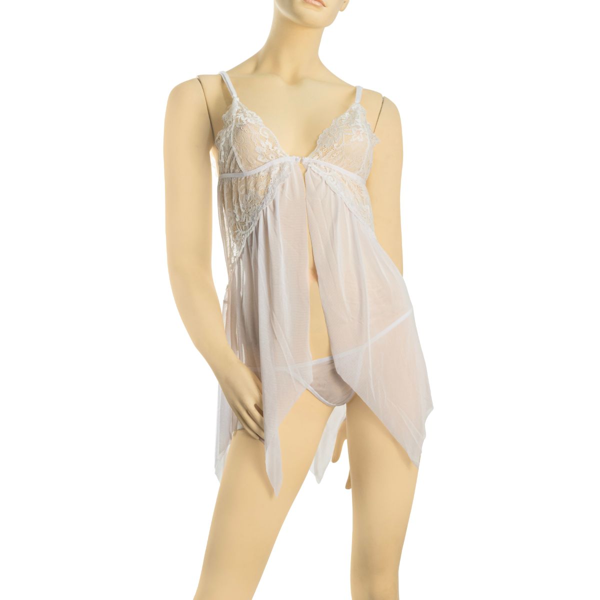 GENERICO - Babydoll Sexy de Encaje - Color Blanco Talla L