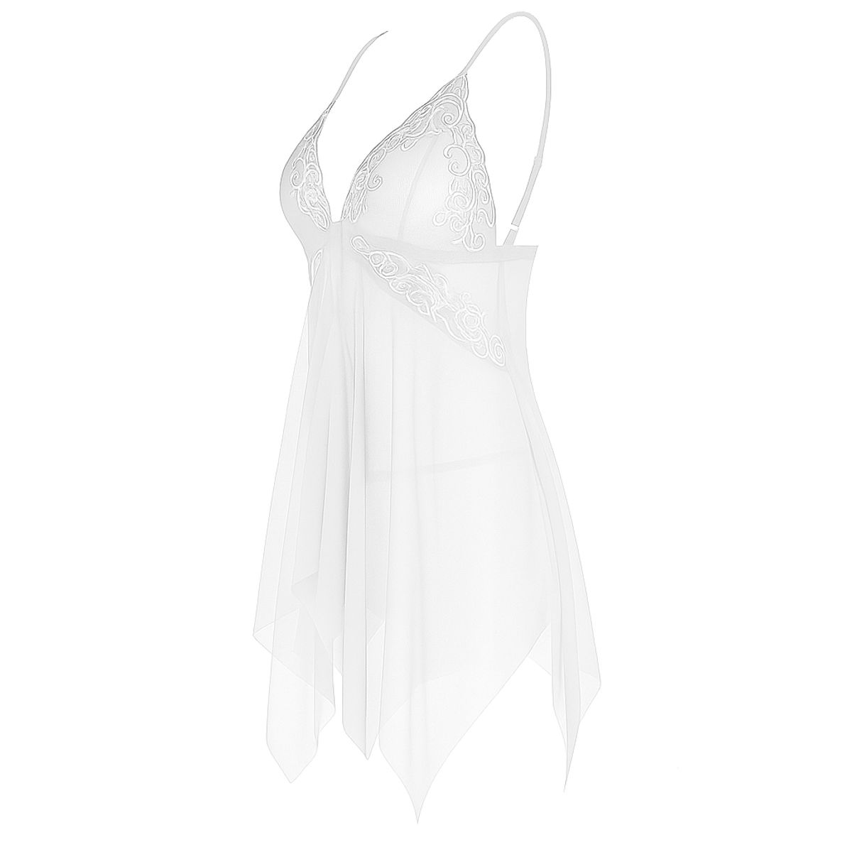 GENERICO - Babydoll Sexy de Encaje - Color Blanco Talla L