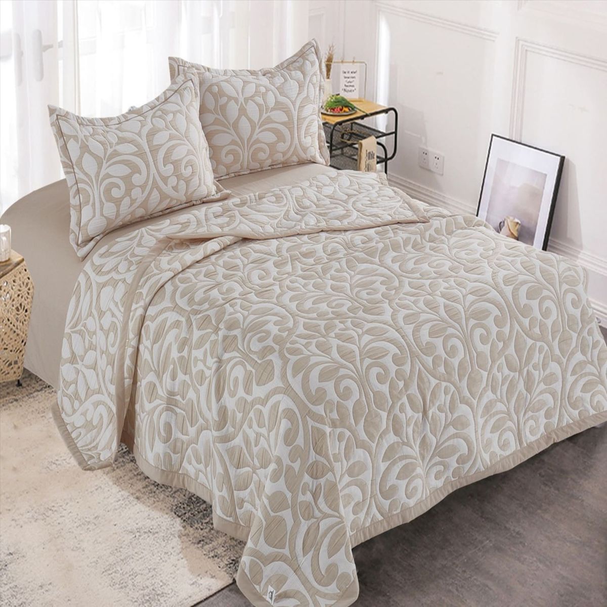 MINGDA - Set de cobertor 2 pz verano de 5 piezas 100% algodón 