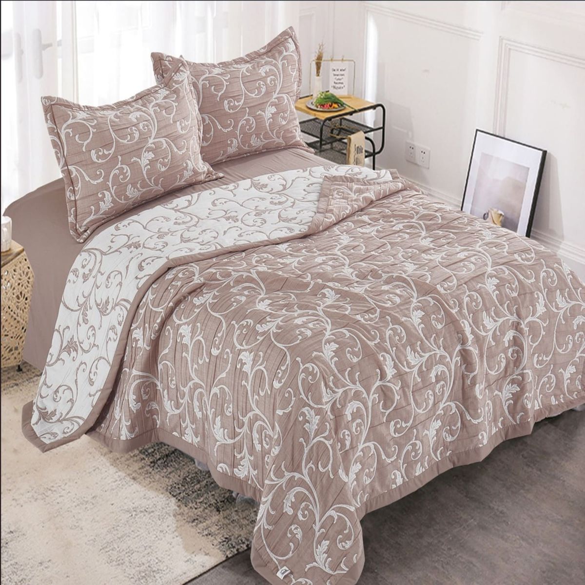 MINGDA - Set de cobertor 2 pz verano de 5 piezas 100% algodón 