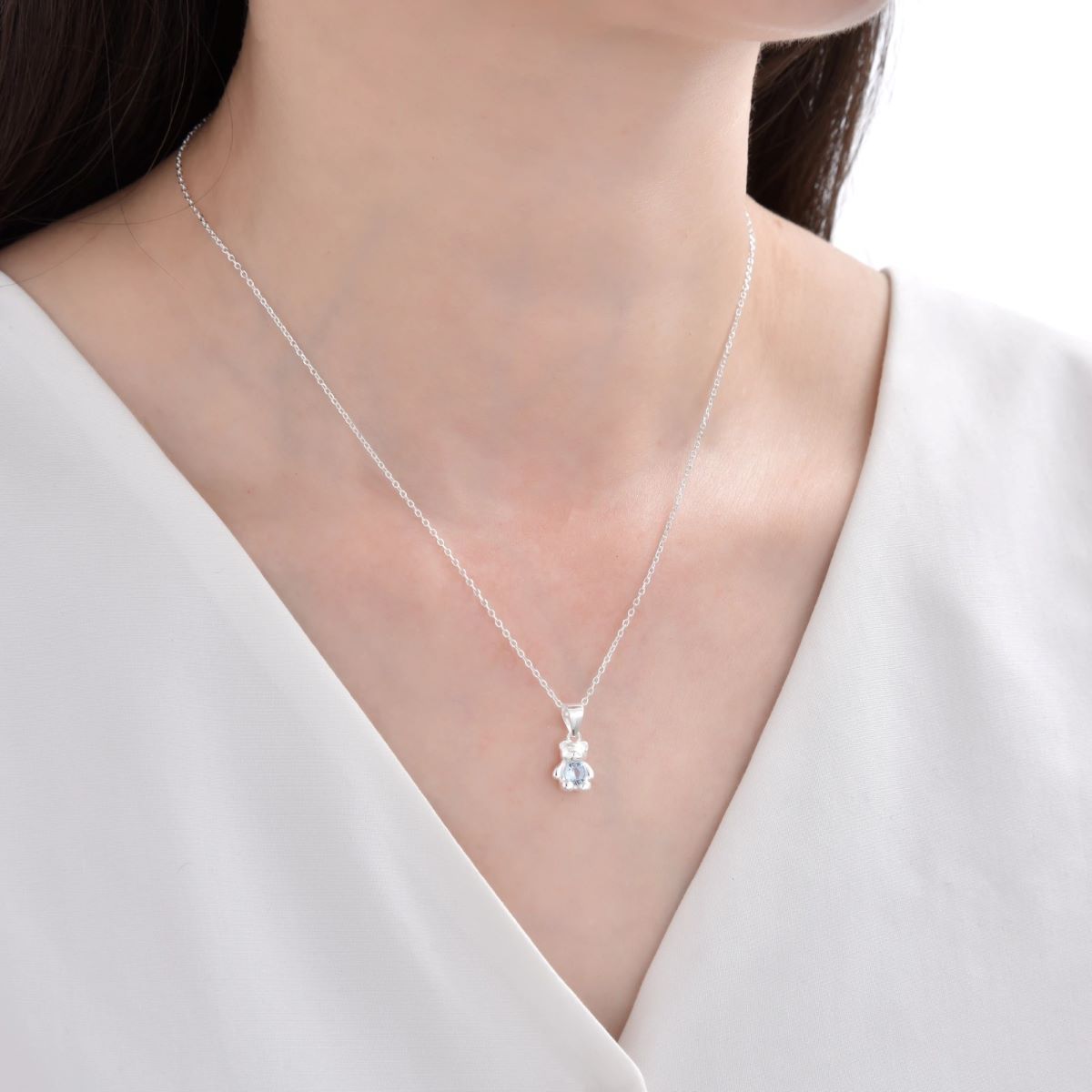 SANTORAL - Collar Osito Punto de Luz - Plata