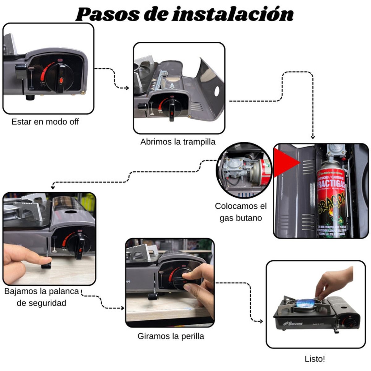 PENTHA - Cocina Portátil + Cartucho de Gas  Onezone Fácil y Segura