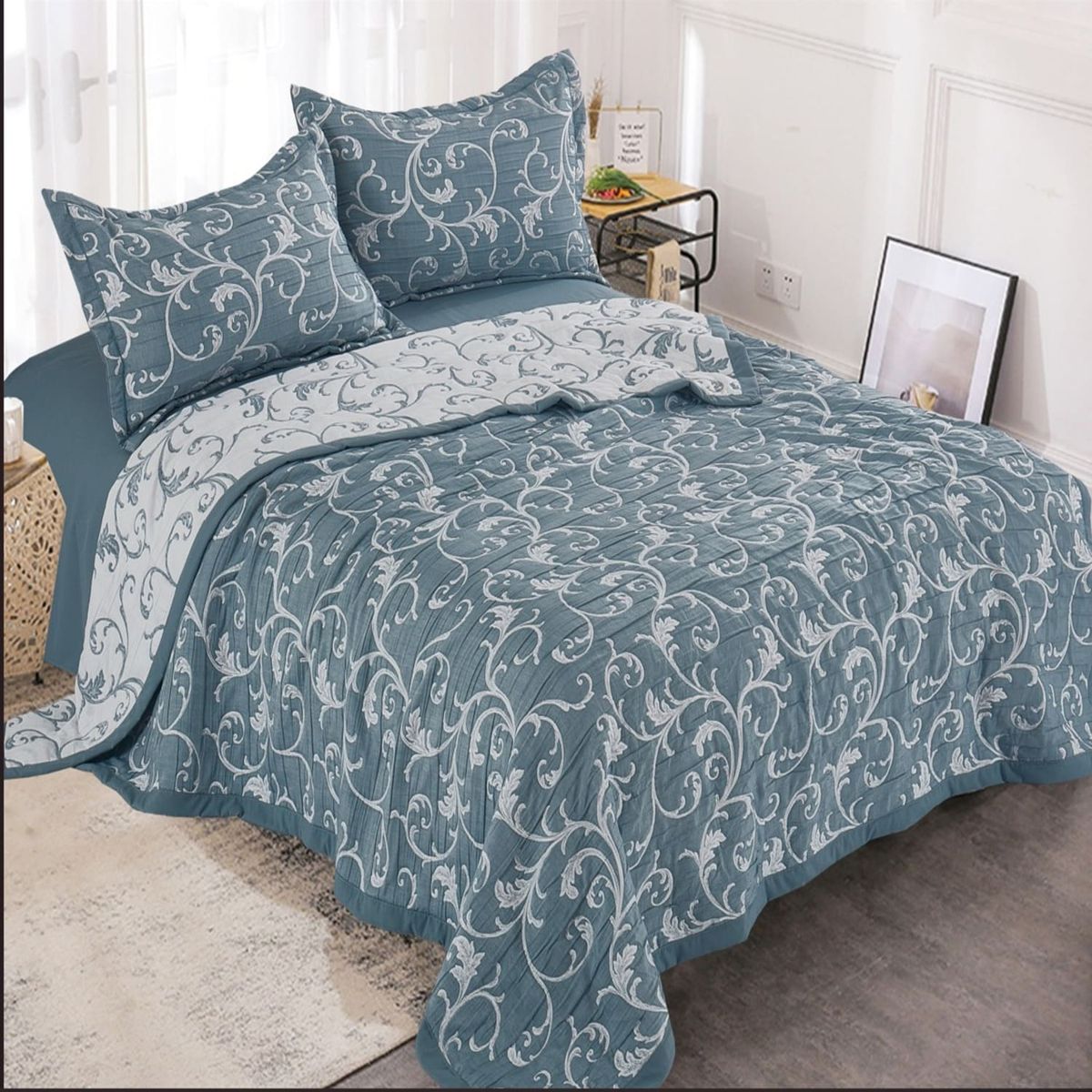 MINGDA - Set de cobertor 2 pz  verano de 5 piezas 100% algodón