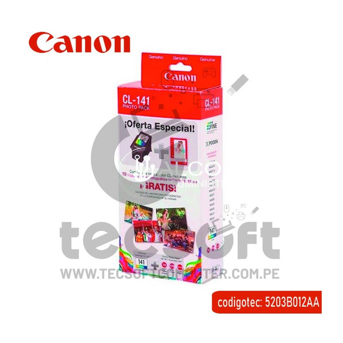 GENERICO - CARTUCHO  CANON 141 TRICOLOR MAS 10 HOJAS DE PAPEL FOTOGRAFICO