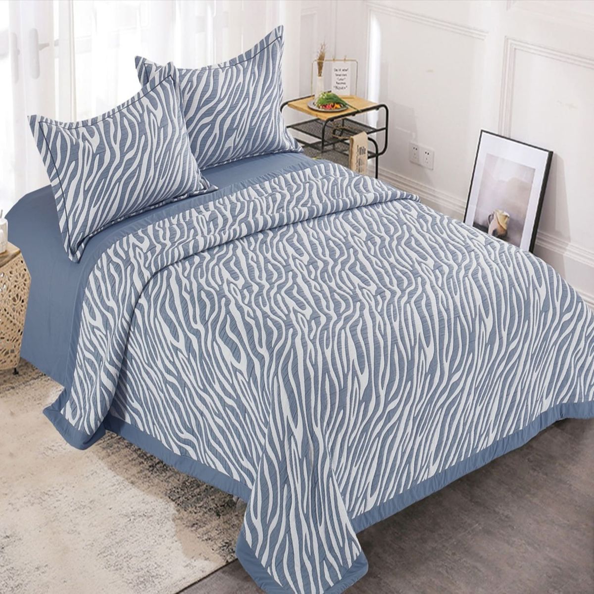 MINGDA - Set de cobertor 2 pz  verano de 5 piezas 100% algodón