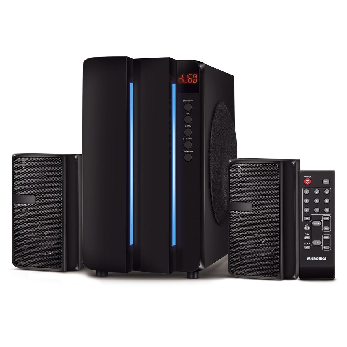 MICRONICS - Parlante 2.1 INFINITY 6. LED Azul, Radio FM. Micronics - MIC-S7601