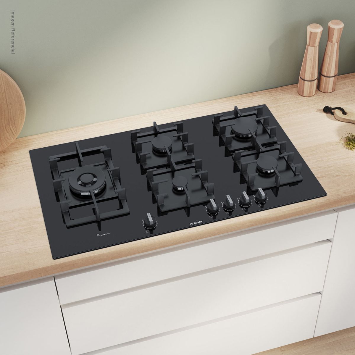 BOSCH - Encimera a Gas 90cm Vidrio Serie 6 PPS9A6B90