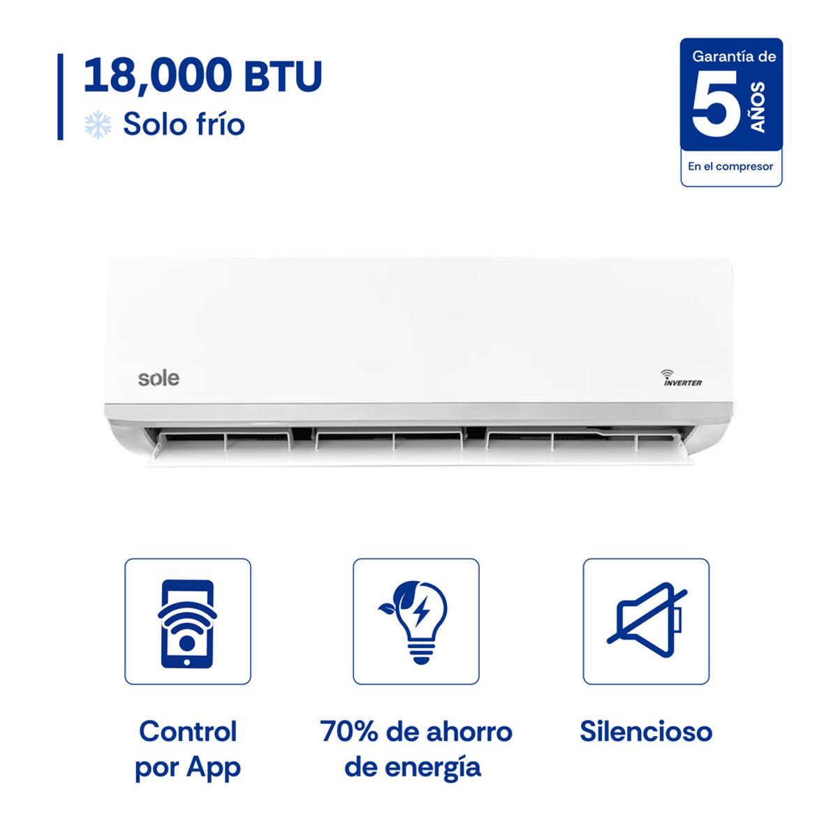 SOLE - Aire Acondicionado Sole Split Inverter Wifi 18 Kbtu