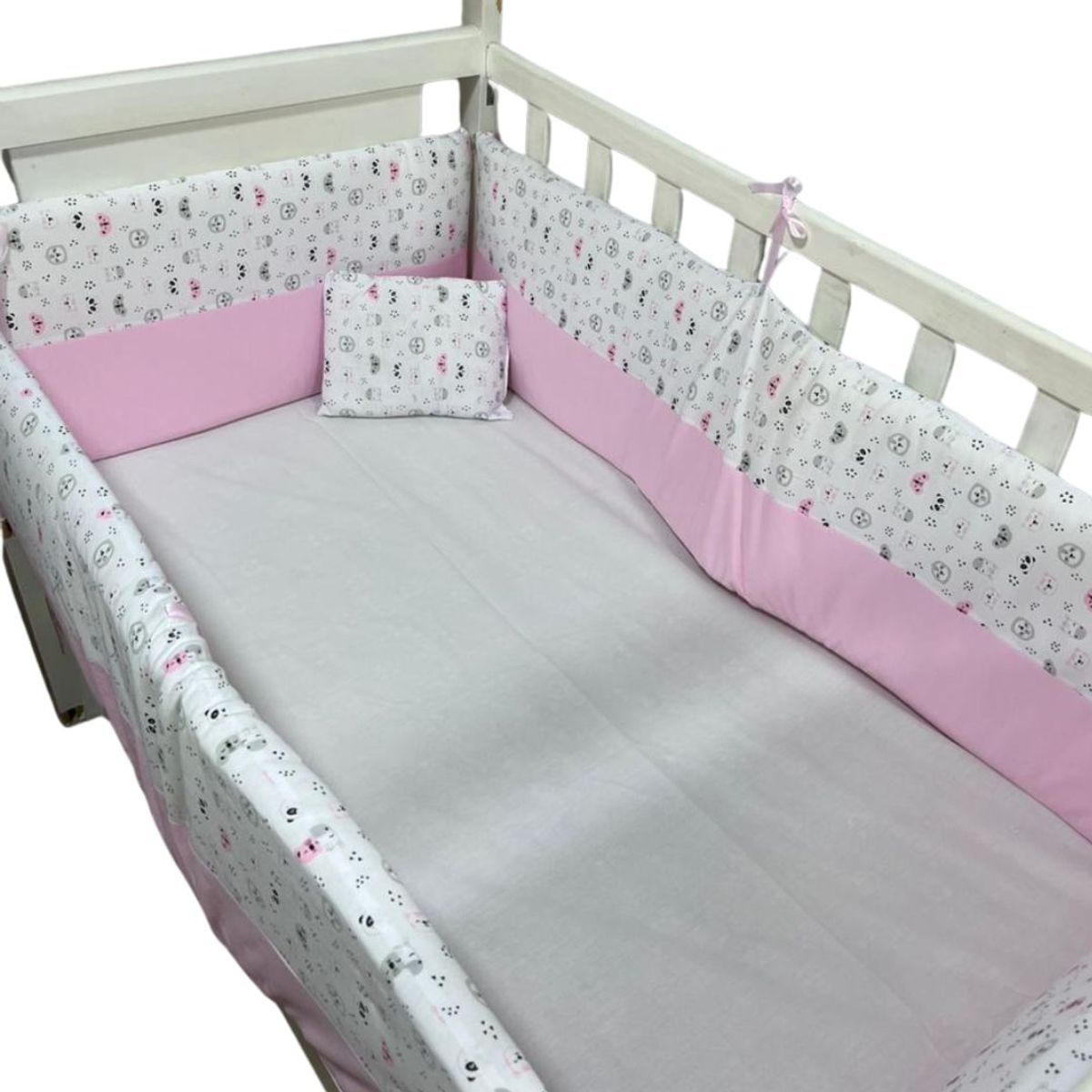 GENERICO - PROTECTORES LATERALES PARACHOQUES BARANDA CUNA CON ALMOHADITA ROSADO