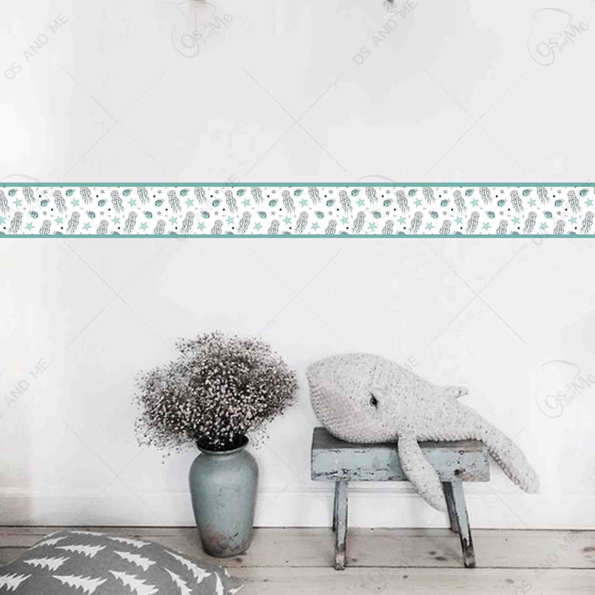 GENERICO - Cenefa Infantil Autoadhesiva Decorativa – Pulpos y Peces – 5.92 mts