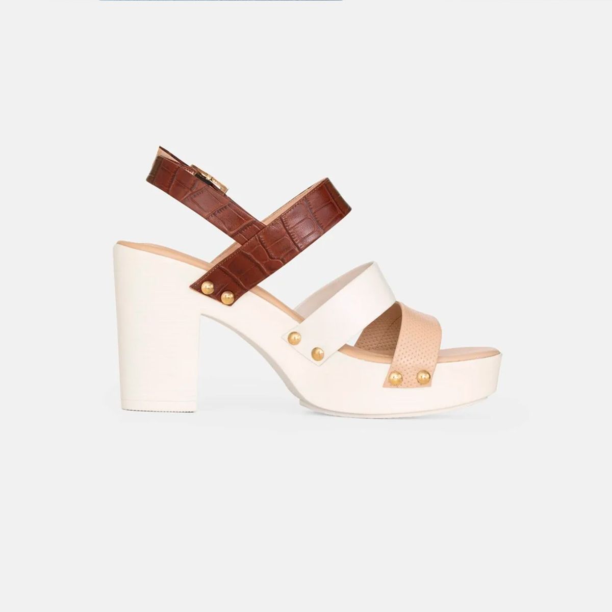 GINO BIGIONI - Sandalia de Vestir ANITA EURO Marrón Beige y Hueso en Cuero