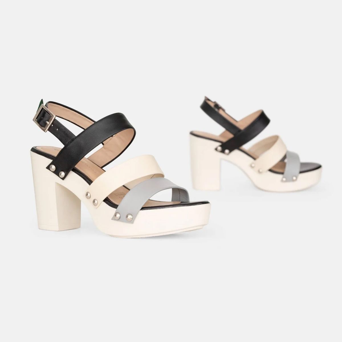 GINO BIGIONI - Sandalia de Vestir  ANITA EURO Gris y Beige en Cuero