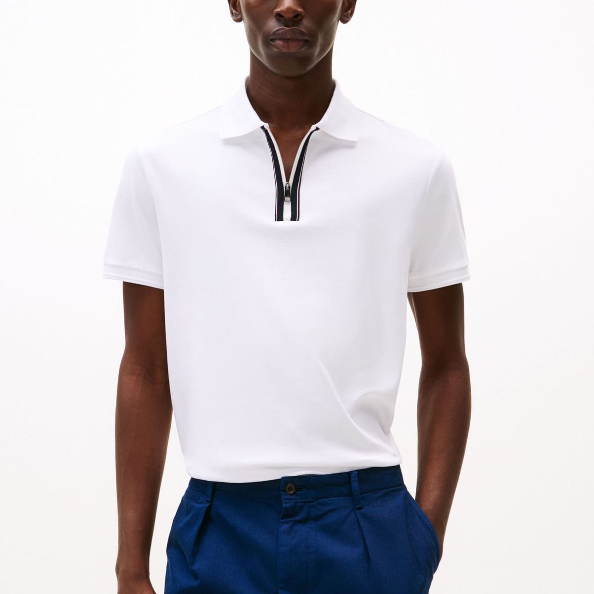 TOMMY HILFIGER - POLO ZIP LIQUID COTTON REG POLO TH