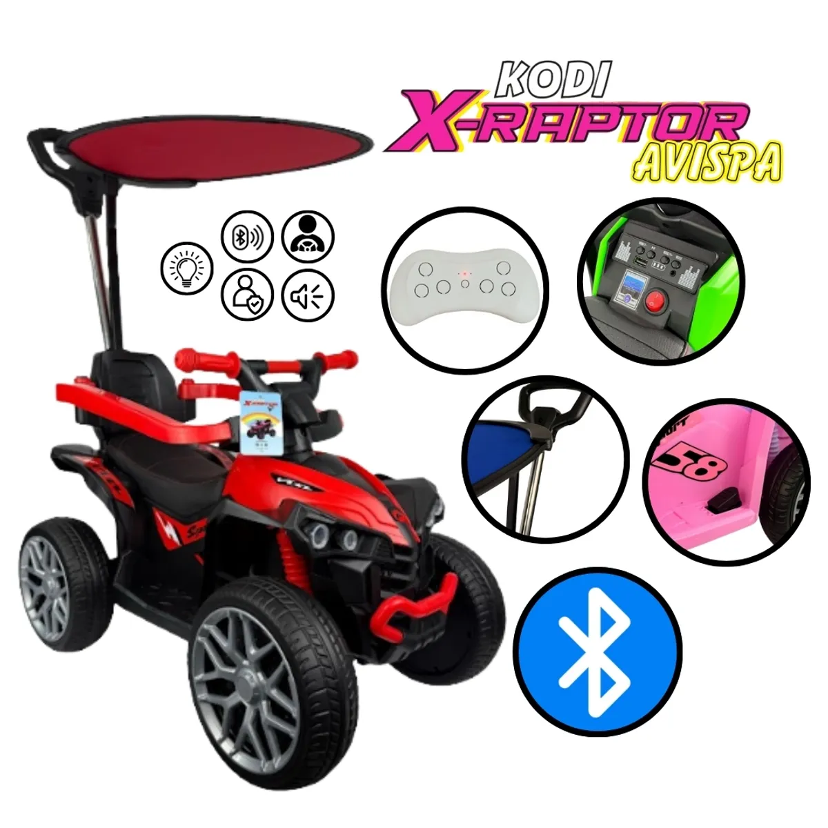 GENERICO - CARRITO DE BEBE CON BATERIA PARA NIÑOS ROJO