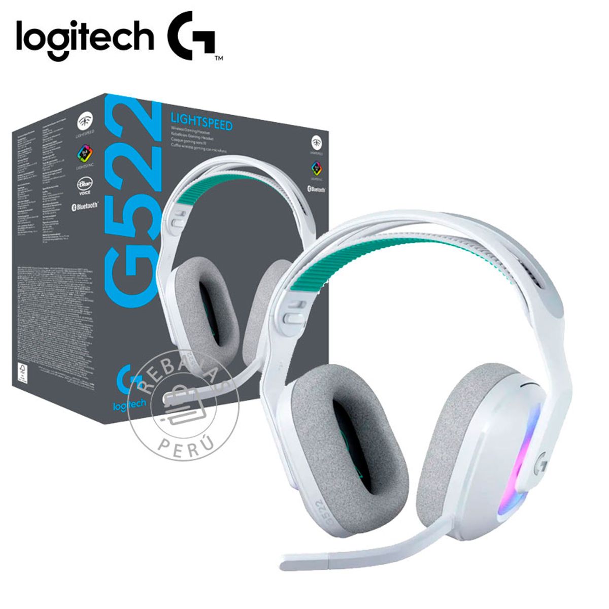 LOGITECH - Audífonos Gaming Logitech G522  Tri-Mode Blanco con Batería 90h