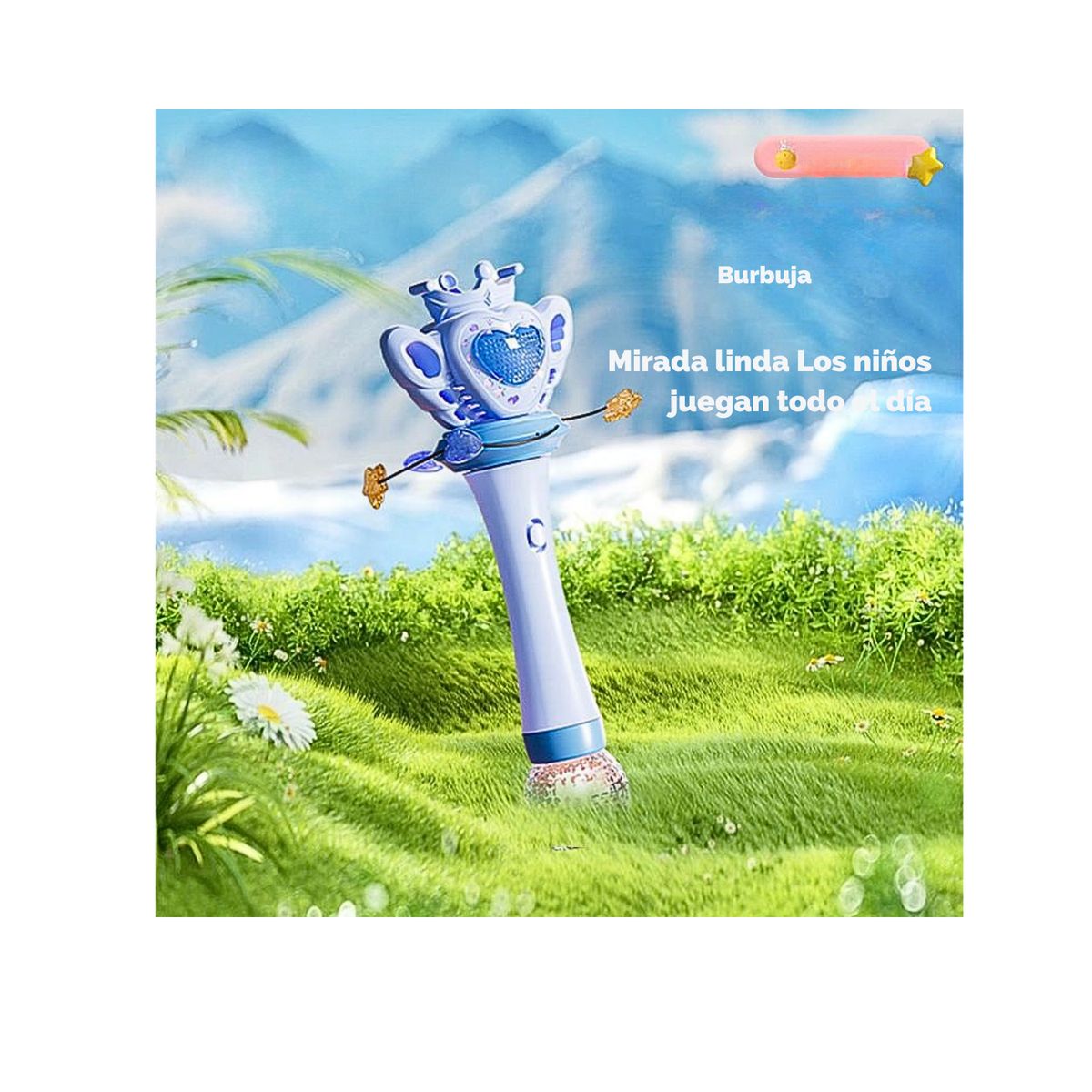 GENERICO - Varita Mágica de Burbujas Color Celeste Musical y con Luces PREMIUM