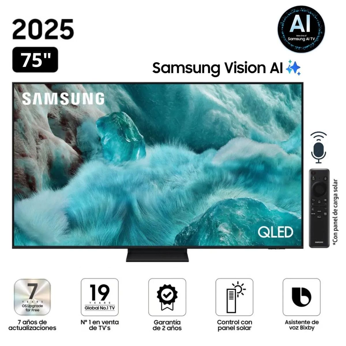 SAMSUNG - TELEVISOR SAMSUNG QLED 75 QN75Q7FAAGXPE VISIÓN AI SMART TV