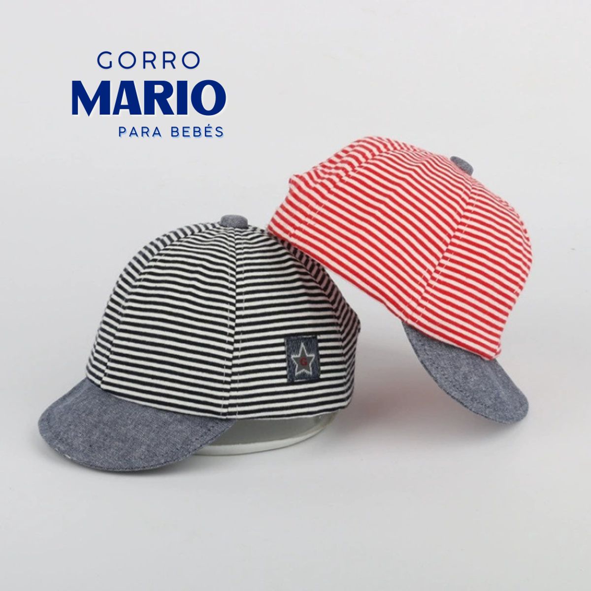 KAST PE - Gorra de Bebé Mario Marinero Rojo Rayas 3 a 24 meses Estrella bordada