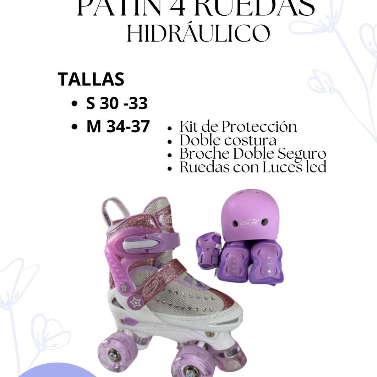 OKA - PATIN 4 RUEDAS HIDRAULICO BRILLA TALLA S 30 A 34