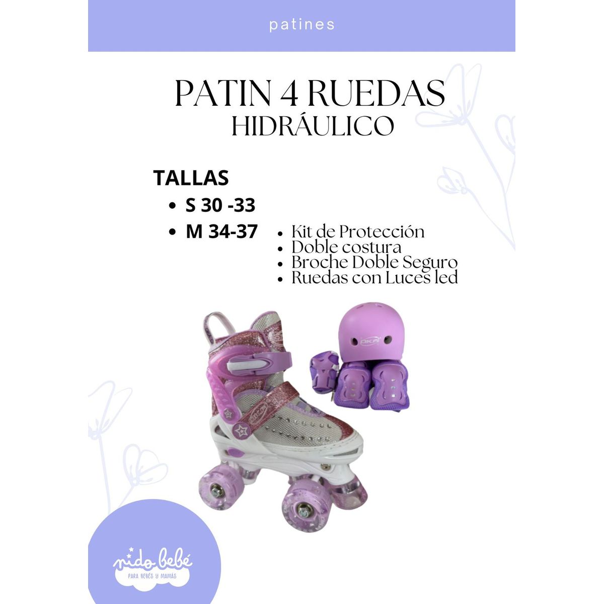 OKA - PATIN 4 RUEDAS HIDRAULICO BRILLA TALLA S 30 A 34